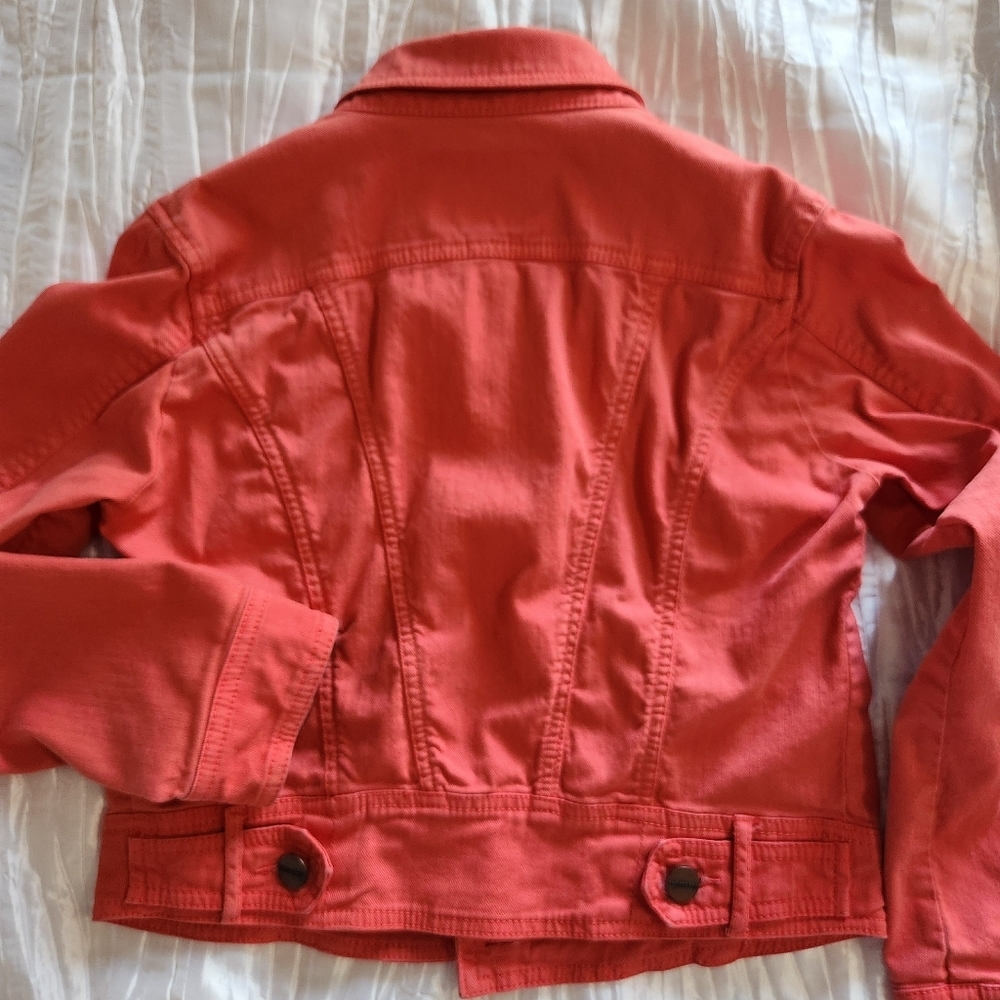 Sanctuary Coral Orange Denim Jean Jacket Size Xsmall - Picture 3 of 7